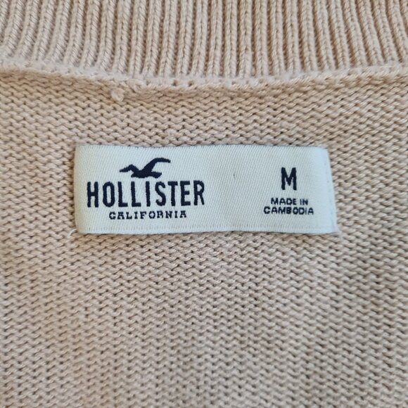 Hollister Women Cardigan V Neck Knit Fabric Cropped Length Ribbed Trims Size M - Picture 6 of 10